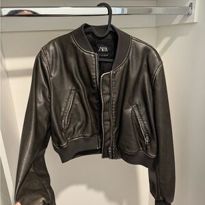 Zara Dark Brown Bomber Jacket